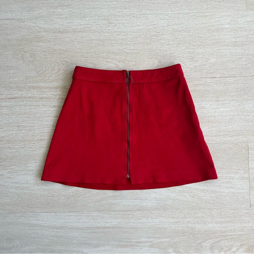 ZARA red leather suede mini skirt. NWOT. Size XS.